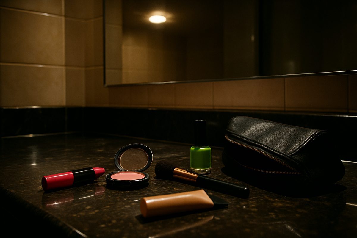 club bathroom, five-minute glam